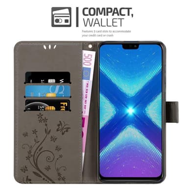 Honor 8X Plånboksfodral Skal (Grå)