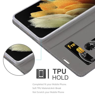 Samsung Galaxy S21 ULTRA Plånboksfodral Skal (Grå)