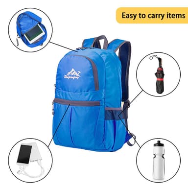 Vikbar Ryggsäck 36L Unisex Vattentät (azurblå)