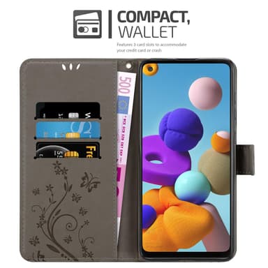 Samsung Galaxy A21s Plånboksfodral Skal (Grå)