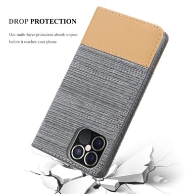 iPhone 12 PRO MAX Plånboksfodral Skal (Grå)