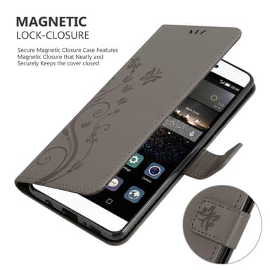 Huawei P8 Plånboksfodral Skal (Grå)