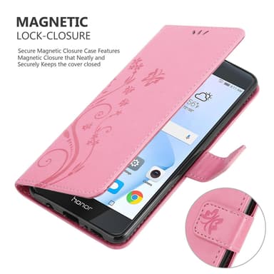 Honor 8 / 8 PREMIUM Plånboksfodral Skal (Rosa)
