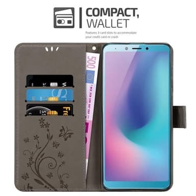 Samsung Galaxy A6s Plånboksfodral Skal (Grå)