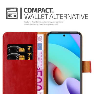 Xiaomi RedMi 10 Plånboksfodral Skal (Röd)