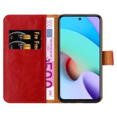 Xiaomi RedMi 10 Plånboksfodral Skal (Röd)