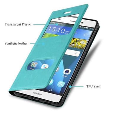 Huawei P8 LITE 2015 Plånboksfodral Skal (Turkos)