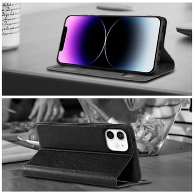 iPhone 12 / 12 PRO Plånboksfodral Skal (Svart)
