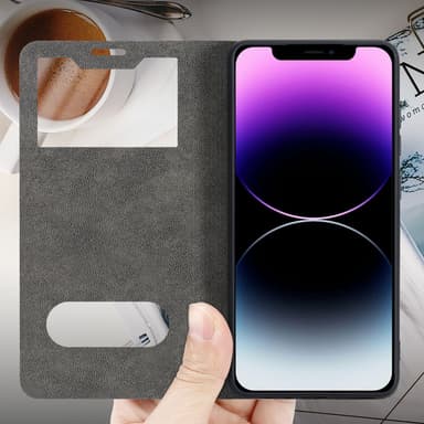 iPhone 12 / 12 PRO Plånboksfodral Skal (Svart)