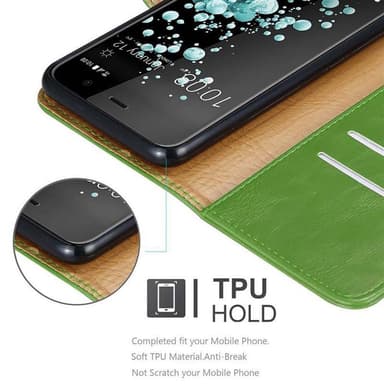 HTC U PLAY Plånboksfodral Skal (Grön)
