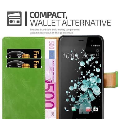 HTC U PLAY Plånboksfodral Skal (Grön)