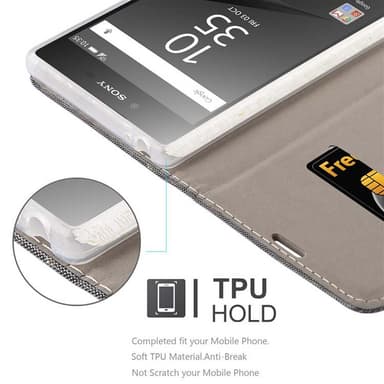 Sony Xperia Z5 PREMIUM Plånboksfodral Skal (Grå)