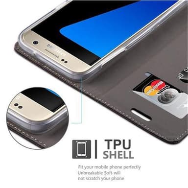 Samsung Galaxy S7 Plånboksfodral Skal (Grå)