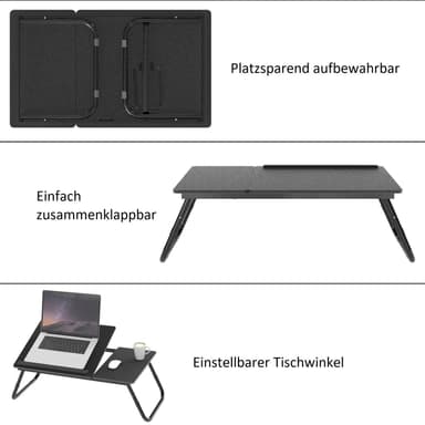 Utfällbart och höj- och sänkbart laptopbord (Svart)