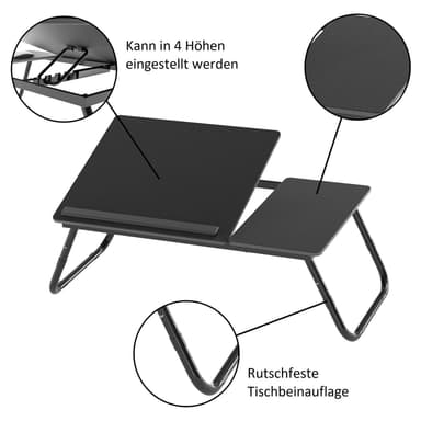 Utfällbart och höj- och sänkbart laptopbord (Svart)