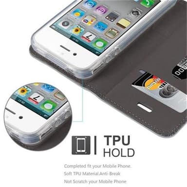 iPhone 4 / 4S Plånboksfodral Skal (Grå)