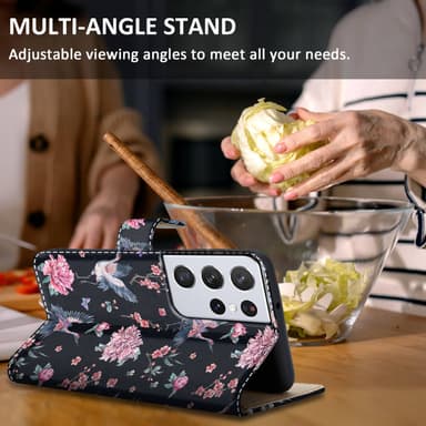 Samsung Galaxy S21 ULTRA Plånboksfodral Skal (Svart)