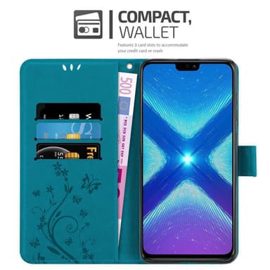 Honor 8X Plånboksfodral Skal (Blå)
