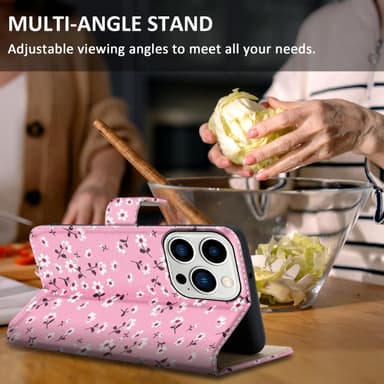 iPhone 14 PRO MAX Plånboksfodral Skal (Rosa)