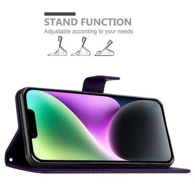 iPhone 14 Plånboksfodral Skal (Lila)