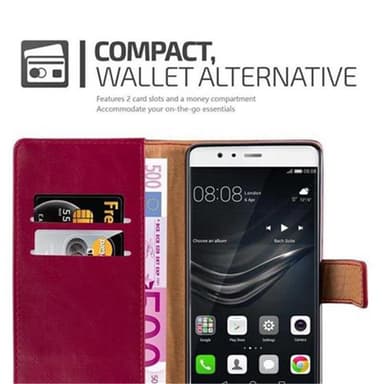 Huawei P9 Plånboksfodral Skal (Röd)