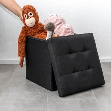 Hopfällbar Sittpall 38x38x38 cm Fotstöd (svart)