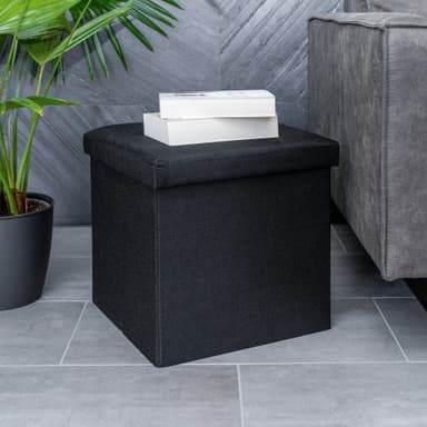 Hopfällbar Sittpall 38x38x38 cm Fotstöd (svart)