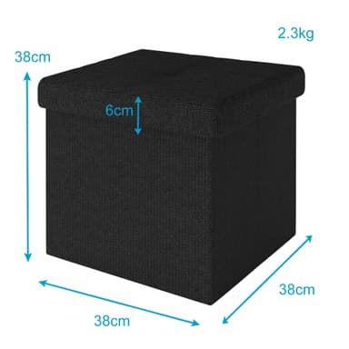 Hopfällbar Sittpall 38x38x38 cm Fotstöd (svart)