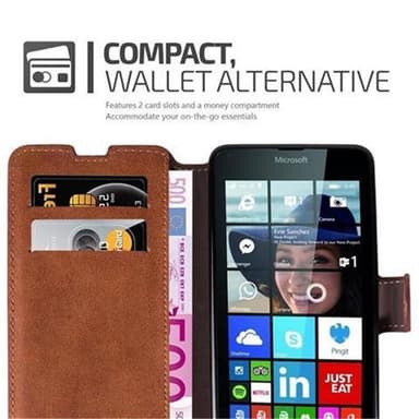 Nokia Lumia 640 Plånboksfodral Skal (Brun)