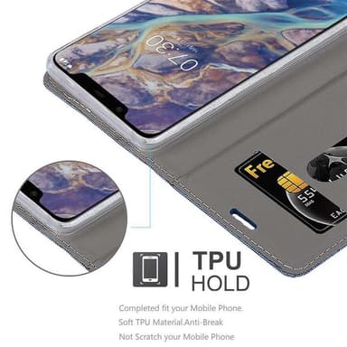 Nokia 7.1 PLUS / X7 Plånboksfodral Skal (Blå)