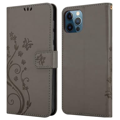 iPhone 12 / 12 PRO Plånboksfodral Skal (Grå)