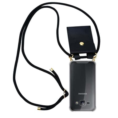 Samsung Galaxy J1 2015 Skal Fodral Kedja (Svart)
