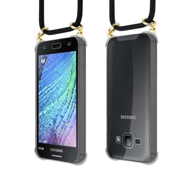 Samsung Galaxy J1 2015 Skal Fodral Kedja (Svart)