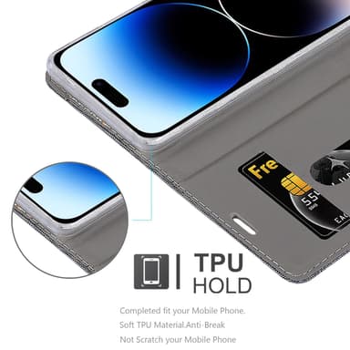 iPhone 14 PRO MAX Plånboksfodral Skal (Grå)