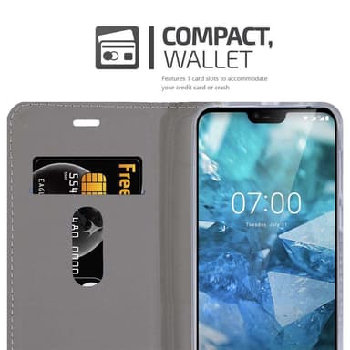 Nokia 7.1 Plånboksfodral Skal (Grå)