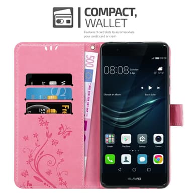 Huawei P9 Plånboksfodral Skal (Rosa)