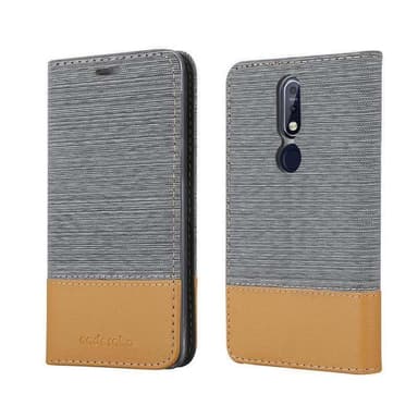 Nokia 7.1 Plånboksfodral Skal (Grå)