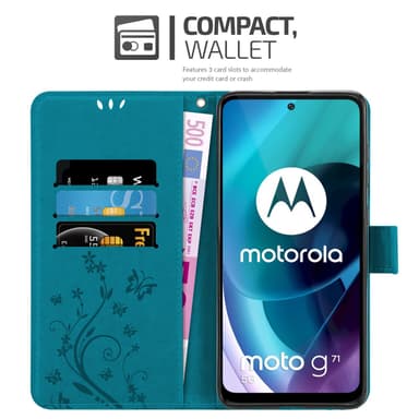 Motorola MOTO G71 5G Plånboksfodral Skal (Blå)
