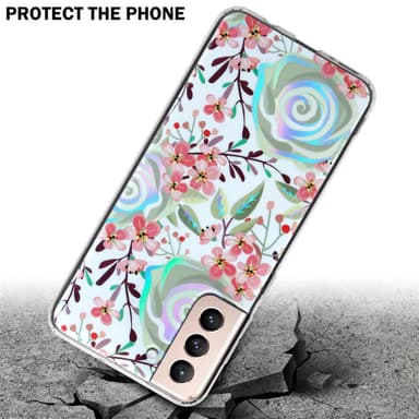 Samsung Galaxy S21 PLUS Fodral Skal Blommor (Vit)