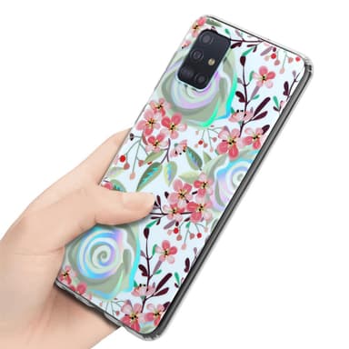 Samsung Galaxy A51 4G / M40s Fodral Skal Blommor (Vit)