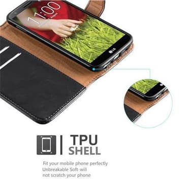 LG G2 Plånboksfodral Skal (Svart)