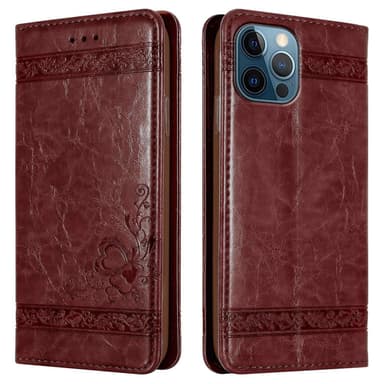 iPhone 12 PRO MAX Plånboksfodral Skal (Röd)