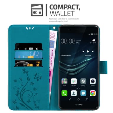 Huawei P9 Plånboksfodral Skal (Blå)