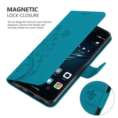 Huawei P9 Plånboksfodral Skal (Blå)