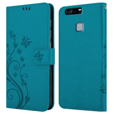 Huawei P9 Plånboksfodral Skal (Blå)