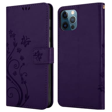 iPhone 12 / 12 PRO Plånboksfodral Skal (Lila)