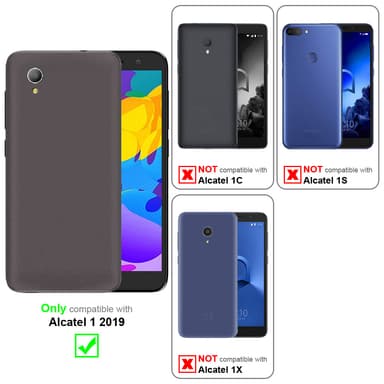Alcatel 1 2019 Plånboksfodral Skal (Grå)