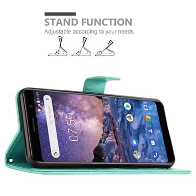 Nokia 7 PLUS Plånboksfodral Skal (Turkos)