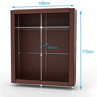 Fällbar Garderob 108x45x170 cm Klädskåp Skåpet (brun)