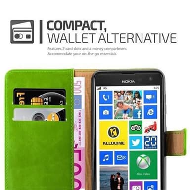Nokia Lumia 625 Plånboksfodral Skal (Grön)
